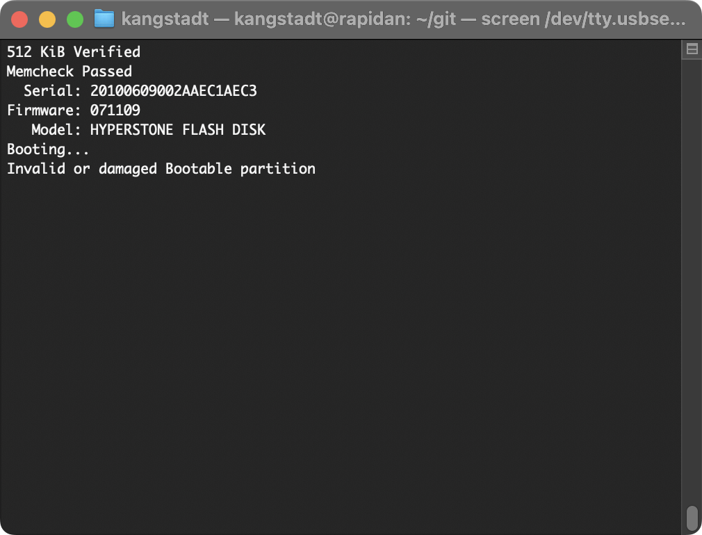 Terminal emulator with boot message