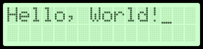 LCD showing "Hello, World!"