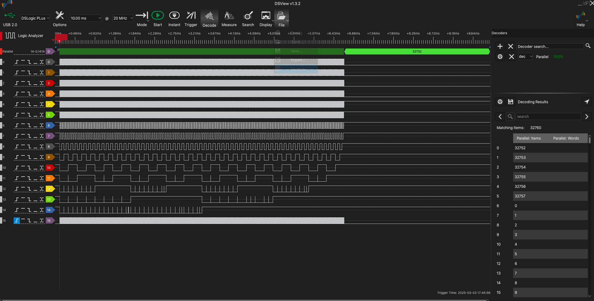 Logic Analyzer Output